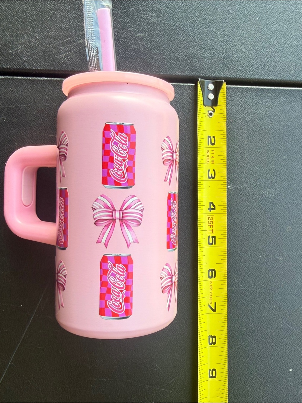 Pink Coca Cola Patterned Insulated Party Tumbler with Straw